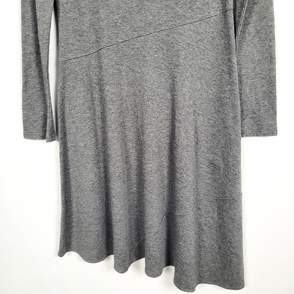 Vince Gray Asymmetric Long Sleeve Midi Dress – Size L – Soft Stretch Knit - Picture 7 of 10